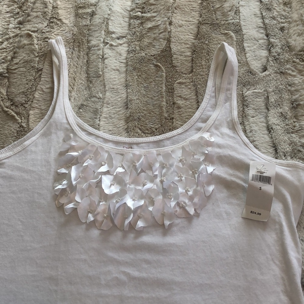 Banana Republic White Petal Applique Tank Top
